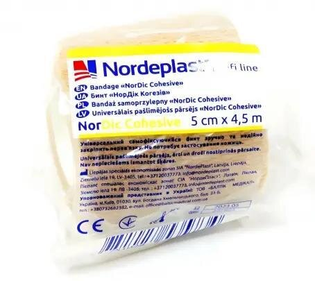 Бинт медичний Nordeplast NorDic Cohesive самофіксуючий 5 см х 4,5 м