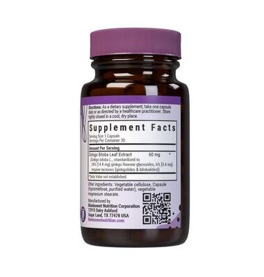 Екстракт листя гінкго білоба Bluebonnet Nutrition Ginkgo Biloba Leaf Extract, 30 гелевих капсул