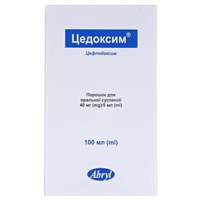 Цедоксим порошок д/ор. сусп. 40 мг/5 мл по 100 мл у флак.