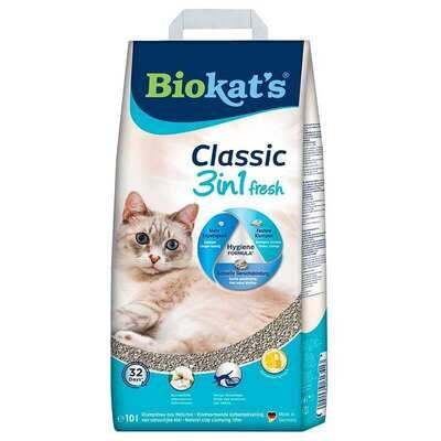 Наповнювач для котячого туалету Biokat's Classic 3 в 1 Fresh Бентонітовий з ароматом свіжої трави, 10 л