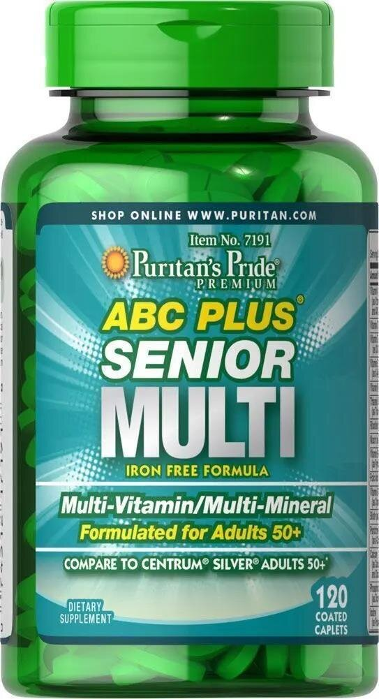 Вітамінно-мінеральний комплекс 50+ Puritan's Pride ABC Senior Multivitamin MultiMineral Formula, 120 каплет