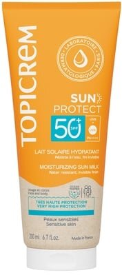 Молочко для обличчя та тіла Topicrem Sun Protect SPF50+ сонцезахисне зволожувальне, 200 мл