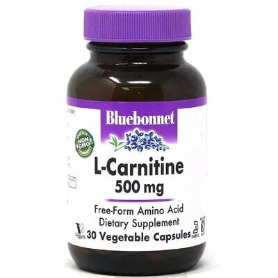 Амінокислота L-Карнітин Bluebonnet Nutrition L-Carnitin 500 мг, 30 вегетаріанських капсул
