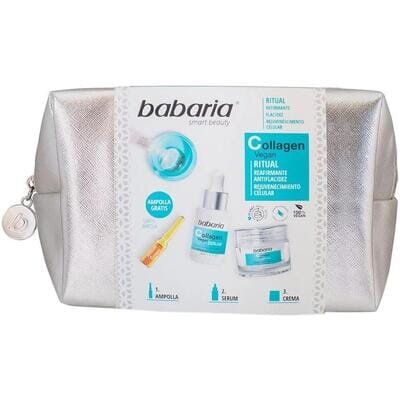 Набір Babaria Collagen Vegan Колаген (крем 50 мл + сироватка 30 мл + ампула 2 мл + косметичка срібло)