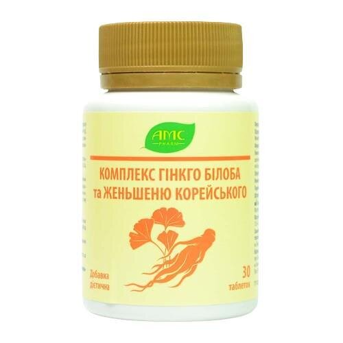 Комплекс Гінкго Білоба та Женьшеню Корейського, таблетки №30 у флаконі