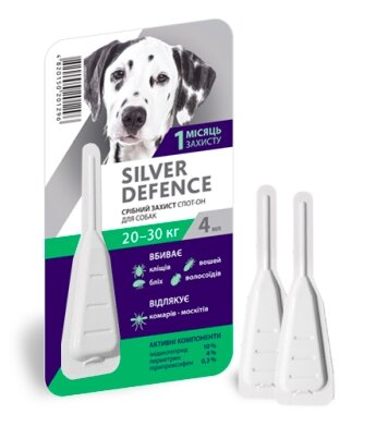 Краплі на холку Palladium Silver Defence від паразитів для собак вагою від 20 до 30 кг, 1 піпетка