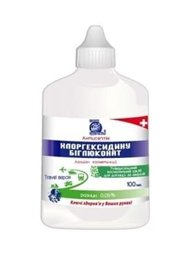Хлоргексидину біглюконат 0,05% лосьйон косметичний по 100 мл у флак.