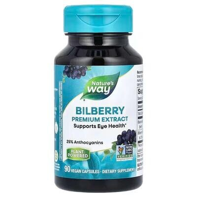 Чорниця для зору Nature's Way Bilberry преміум екстракт, 90 веганських капсул