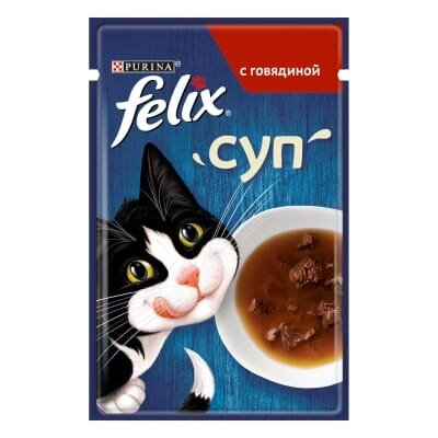 Корм вологий для кішок Purina Felix Soup Суп з яловичиною, 48 г