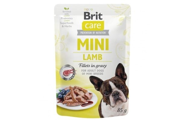 Корм вологий Brit Care Mini для дорослих собак мініатюрних порід філе ягняти в соусі, 85 г