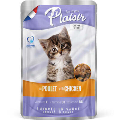 Корм вологий Plaisir Kitten з куркою для кошенят (шматочки в соусі), 100 г