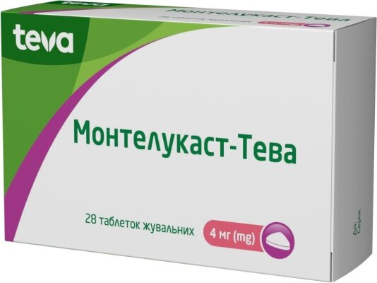 Монтелукаст-Тева таблетки жув. по 4 мг №28 (7х4)