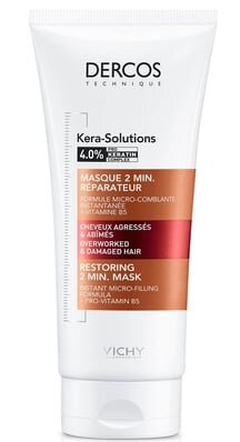 Маска Vichy Dercos Kera-Solutions 2-хвилинна відновлююча з комплексом Про-Кератін відновлення поверхні волосся, 200 мл
