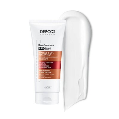 Маска Vichy Dercos Kera-Solutions 2-хвилинна відновлююча з комплексом Про-Кератін відновлення поверхні волосся, 200 мл
