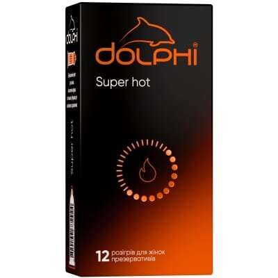 Презервативи латексні Dolphi Super hot з ребрами і крапками та розігріваючим ефектом для жінки, 12 штук