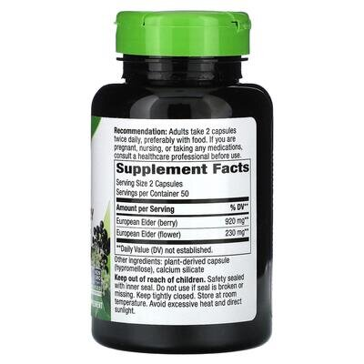 Чорна бузина Nature's Way Black Elderberry 1150 мг, 100 веганських капсул