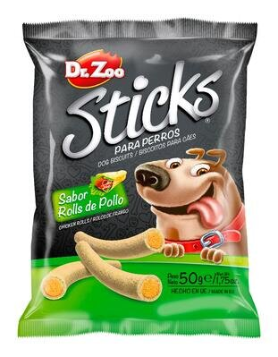 Ласощі для собак Dr.Zoo Sticks Палички зі смаком курячих рулетиків, 50 г