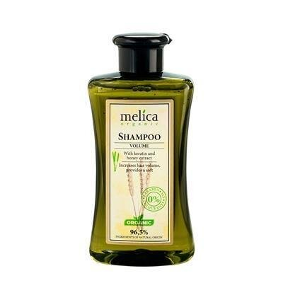 Шампунь Melica Organic для обсягу з кератином і екстрактом меду, 300 мл
