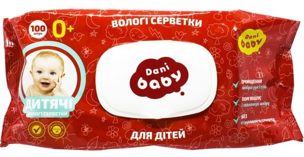 Серветки вологі Dani Baby дитячі, 100 шт