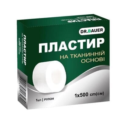 Пластир медичний Dr. Bauer на тканинній основі, котушка, 1 х 500 см, 1 штука