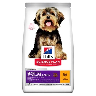 Корм сухий Hill's Science Plan Adult SenSt&Sk Sm&Min Ch для мініатюрних порід собак з чутливим шлунком і шкірою, 1,5 кг