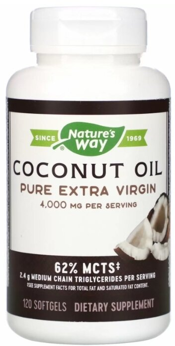 Кокосова олія Nature's Way Coconut Oil 1000 мг, 120 капсул