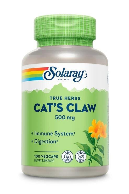 Котячий кіготь Solaray Cat's Claw 500 мг, 100 капсул