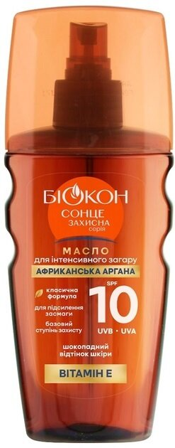 Олія Біокон SPF10 Африканська аргана для інтенсивної засмаги, 160 мл