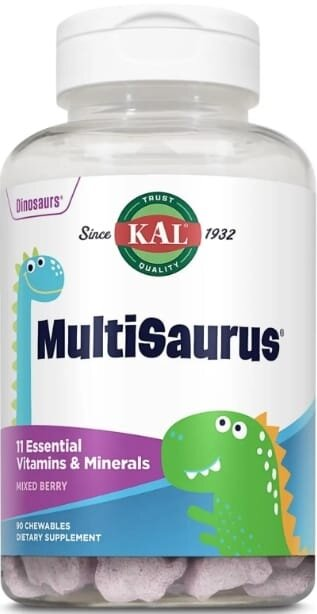 Вітамінно-мінеральний комплекс для дітей KAL MultiSaurus ягоди, виноград, апельсин, 90 жувальних цукерок