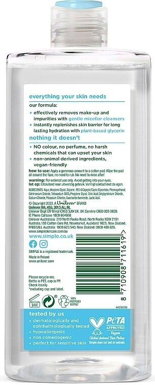 Міцелярна вода Simple Water Boost Micellar Cleansing Water, 400 мл