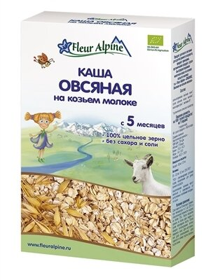 Каша молочная Fleur Alpine на козячому молоці Вівсяна для дітей з 5 місяців, 200 г