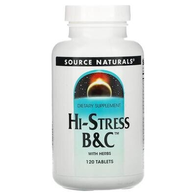 Комплекс при стресі Source Naturals Hi-Stress B & C, 120 таблеток