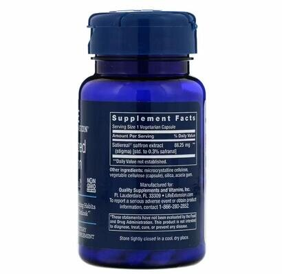 Шафран Life Extension Optimized Saffron with Satiereal, 60 капсул