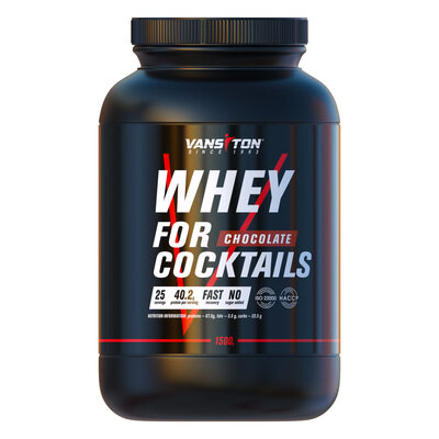 Протеїн Vansiton Whey for cocktails для коктейлів, шоколад, 1,5 кг
