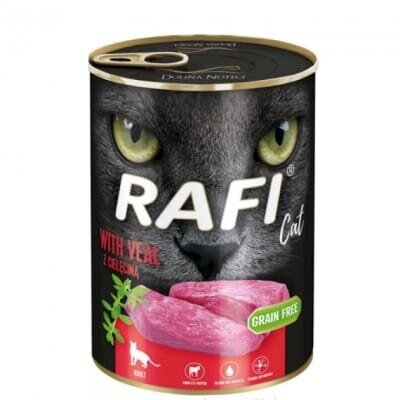 Корм вологий для кішок Dolina Noteci Rafi Cat Adult з телятиною, 400 г