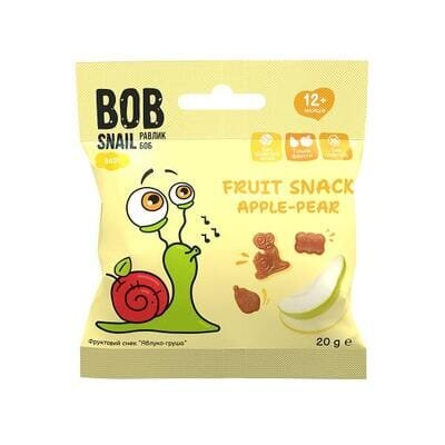 Снек Bob Snail Baby фруктовий для дітей з 12 місяців Яблуко-Груша, 20 г