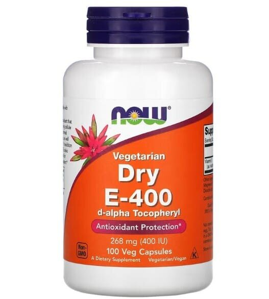 Вітамін Е NOW Vegetarian Dry E-400 вег. капсули №100