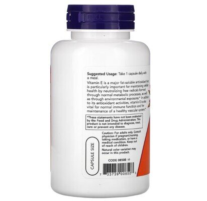 Вітамін Е NOW Vegetarian Dry E-400 вег. капсули №100