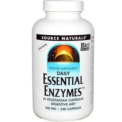 Ферменти для травлення Source Naturals Essential Enzymes 500 мг вегетаріанські, 240 капсул