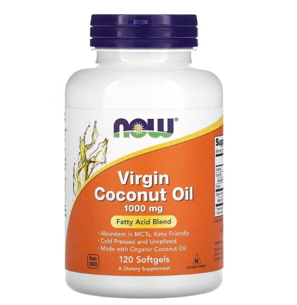 Кокосова олія NOW Virgin Coconut Oil 1000 мг м'які капсули №120