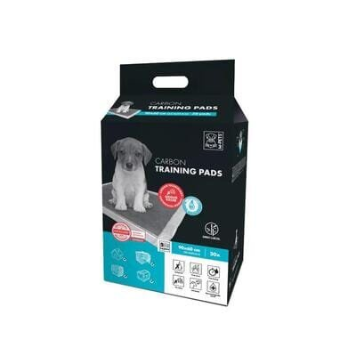 Пелюшки одноразові M-Pets Carbon Training з бамбуковим вугіллям для собак, розмір 90х60 см, 30 штук