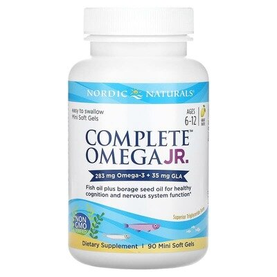 Омега Nordic Naturals Complete Omega Junior для підлітків, лимон, міні-капсули м'які №90
