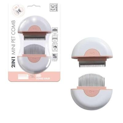 Дешеддер M-Pets 2in1 Mini Pet Comb для собак та котів, для довгошерстних порід, рожевий, 9х9х3 см