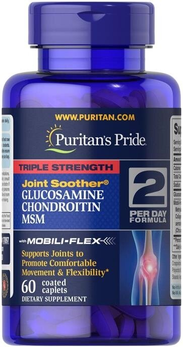 Глюкозамін + Хондроїтин + МСМ Puritan's Pride Triple Strength, 60 каплет
