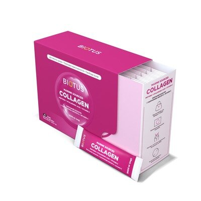 Морський колаген Biotus Marine Sourced Collagen Peptid+Hyaluronic Acid з гіалуроновою кислотою і вітаміном С порошок 5000 мг №30 в саше