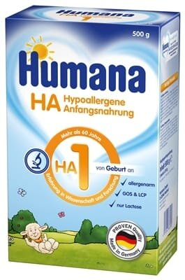 Суміш суха молочна Humana HA 1 гіпоалергенна з LC PUFA, пребіотиками і нуклеотидами для дітей з народження до 6 місяців, 500 г