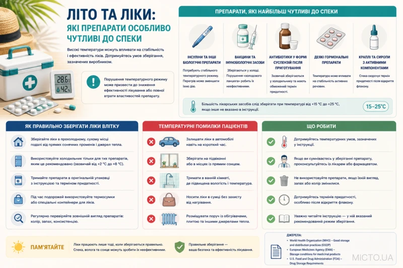 Літо та ліки: які препарати особливо чутливі до спеки