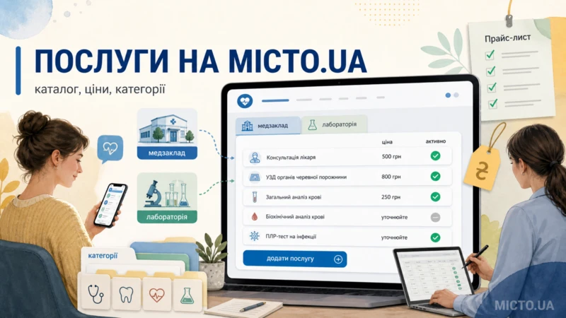 На MICTO.UA з’явився функціонал послуг: медзаклади та лабораторії можуть показувати пацієнтам свої послуги й ціни