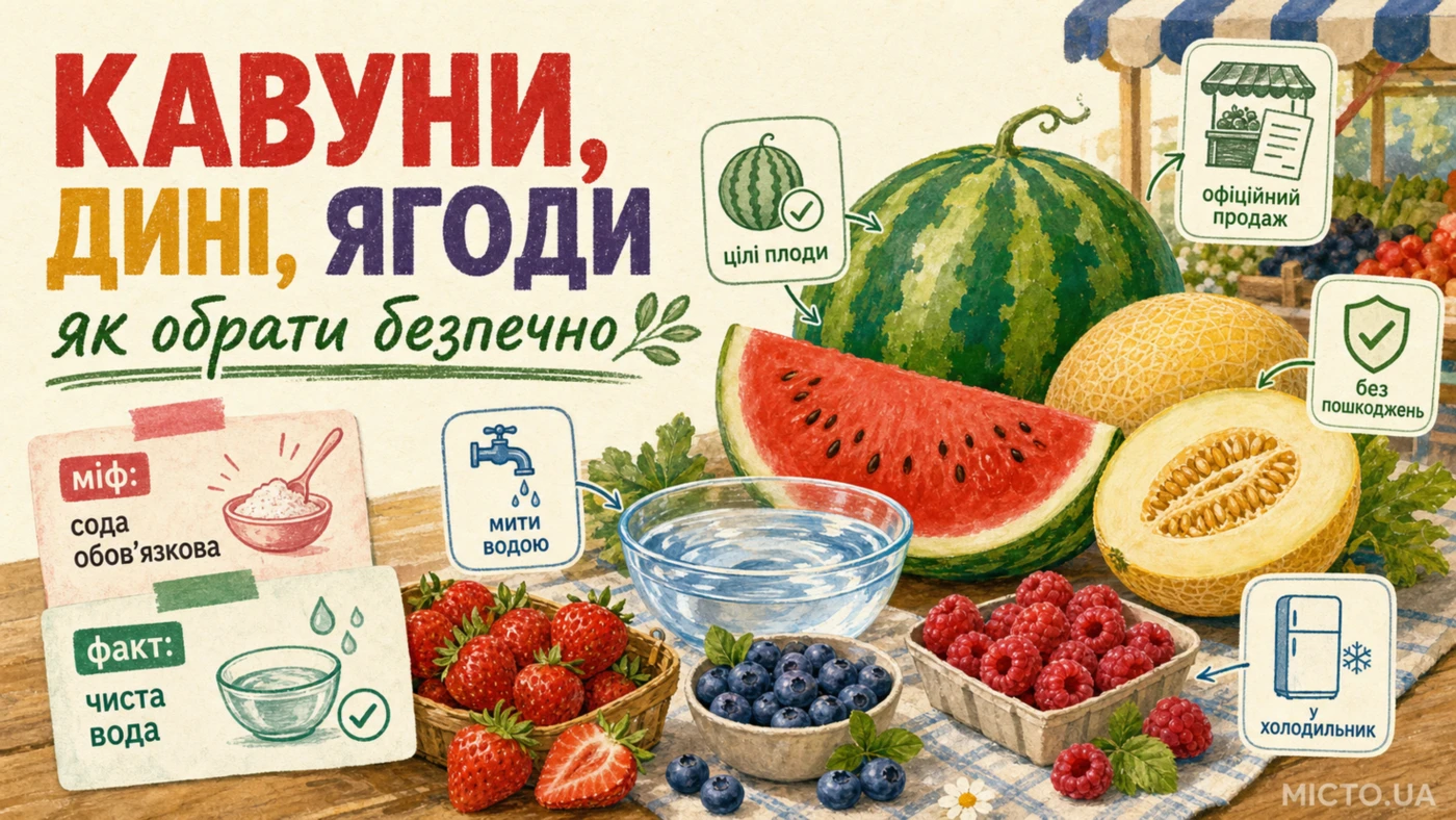 Сезон кавунів, динь та ягід: як обрати безпечні продукти, чи небезпечні нітрати і чи потрібно мити ягоди содою