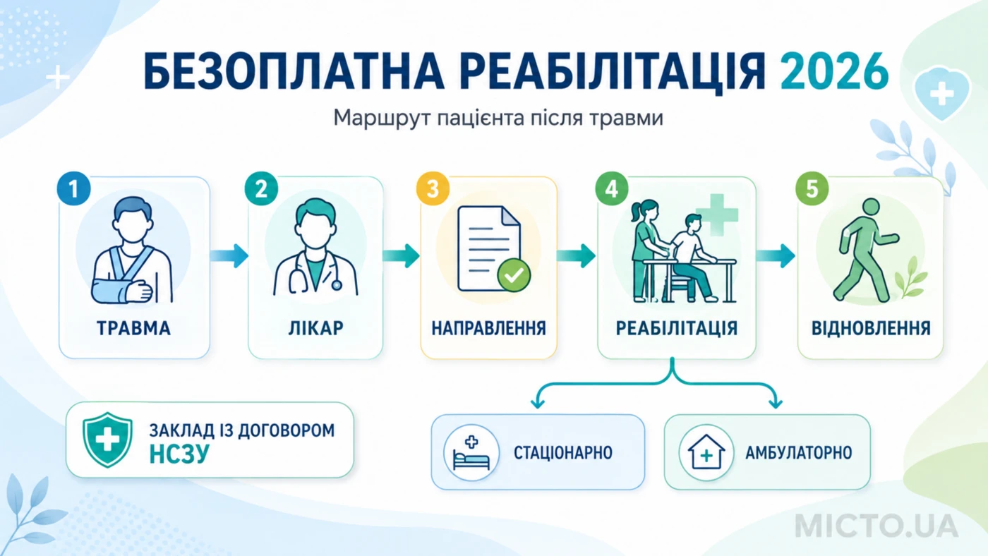 Безоплатна реабілітація після травм у 2026 році: що реально доступно (НСЗУ)